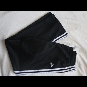 Black Adidas 3-Stipes Workout Pants Elastic Waist